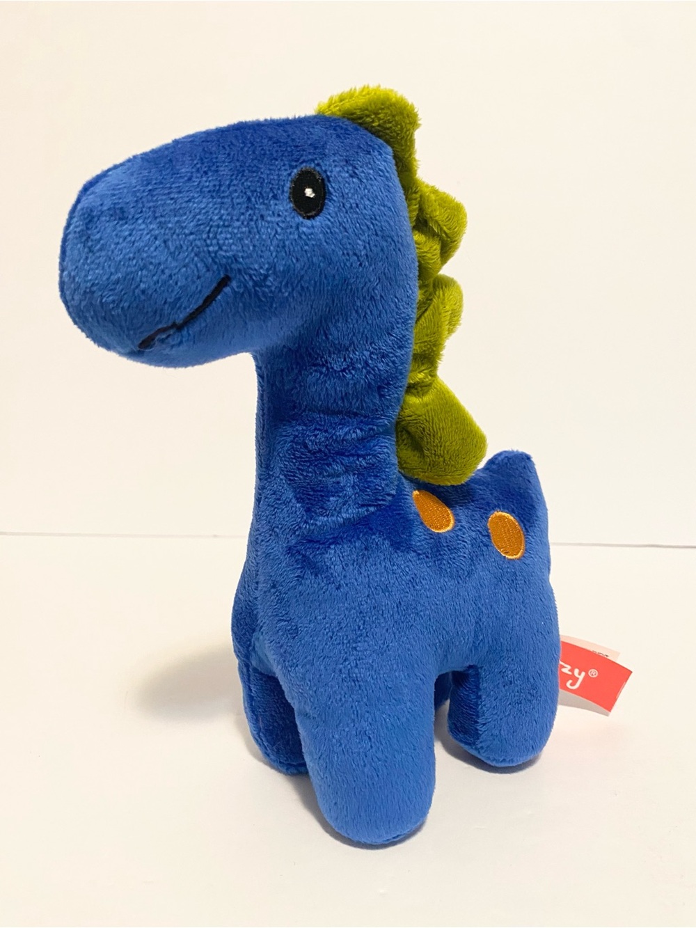 GITZY Dinosaur Blue Plush Rattle Stuffed Animal Lovey Soft Baby Toy
